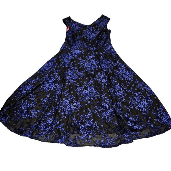 Betsey Johnson Burnout Fit & Flare Dress Women Size 10 Black Blue - Picture 3 of 16